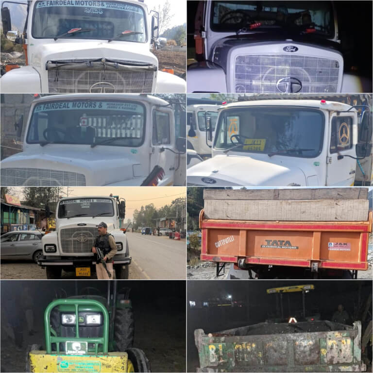 Ganderbal Police Seize 8 Vehicles Over Illegal Mining, Fines Imposed